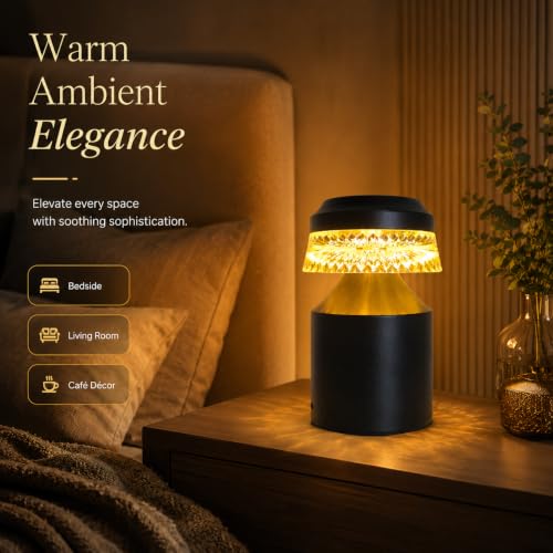 Image of One94Store Acrylic Crystal Desk Lamp Design-2 | Touch Control Dimmable Warm Light | USB Rechargeable Decorative Table Lamp for Bedroom, Living Room & Cafe