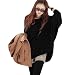 Allegra K Ladies Scoop Neck Batwing Long Sleeve Slouchy Knit Shirt Black L