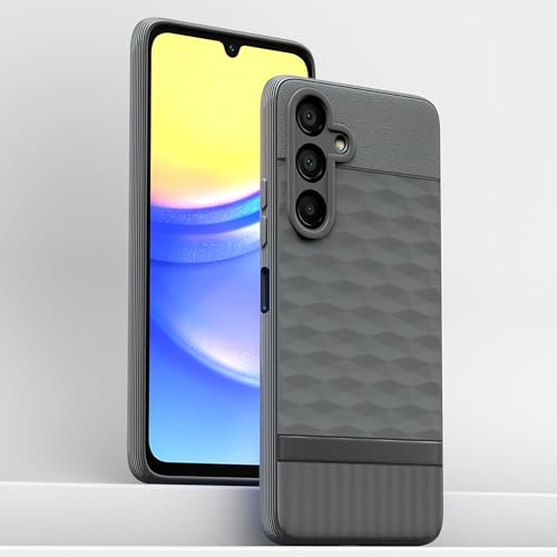 Image of Pikkme Back Cover for Samsung Galaxy F15 5G / Samsung Galaxy M15 5G Camera Protection 3D Hexa Cube Design Silicone Protective Bumper Case (Grey)