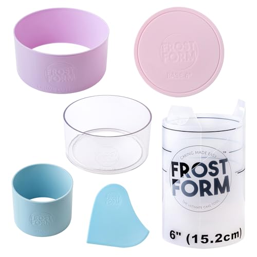 American Crafts Food Crafting 6 Inch Frost Form Started Kit (7 Piece) Cake Pan Round Liner Stand Crumb Cutter Finisher Base Form Instructions Frost Form Cake Kit Cake Icing Kit Frost Form Kit