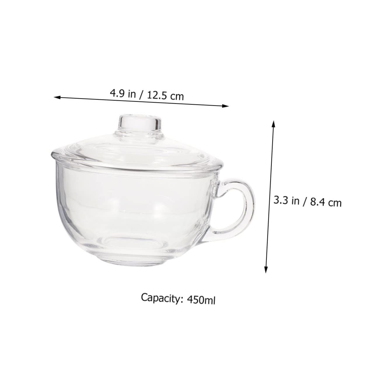SHOWERORO Tazón De Cereales De Vidrio Transparente Con Asa Para Avena Yogur o Desayuno Para Cocina y Comidas Familiares