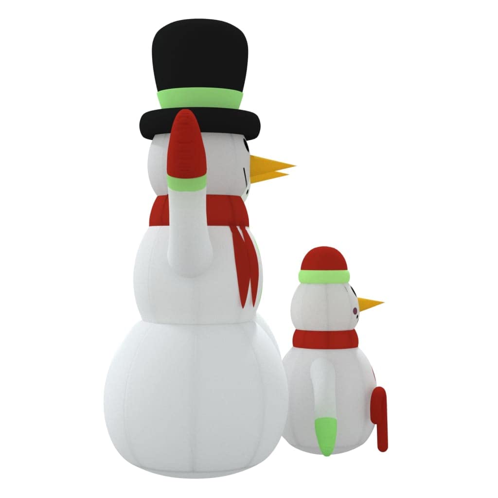 Aufblasbare Schneemann-Familie mit LEDs, wetterbeständiges Oxford-Gewebe, 400x190x360 cm, mit Timer, Stromanschluss, für Garten, Balkon, Terrasse, Weihnachtsbeleuchtung