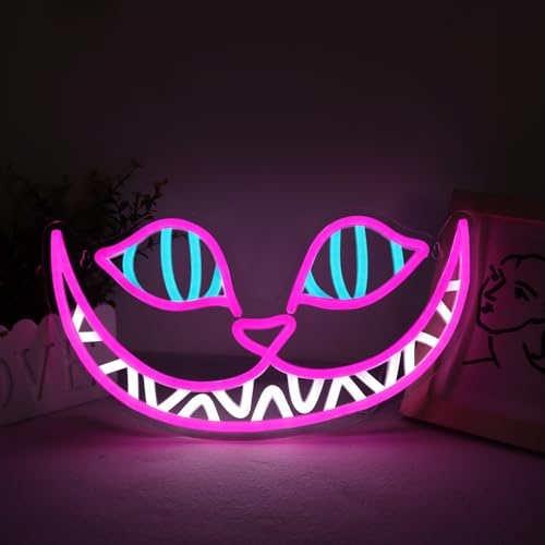 Cheshire Cat Neon Signs Alice in Wonderland Neon Light for Wall A...