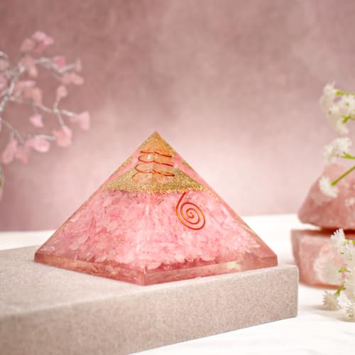 Image of Astrotalk Love Attraction Resin Pyramid | Rose Quartz Crystal Pyramid for Relationship Harmony & Self-Love | Vastu Items for Home Decor | Office Table Decoration Items | Gift for Man & Woman
