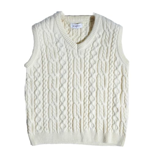 Men Vintage Twisted Textured V-Neck Sweaters Vest Sleeveless Solid Casual Warm Waistcoat