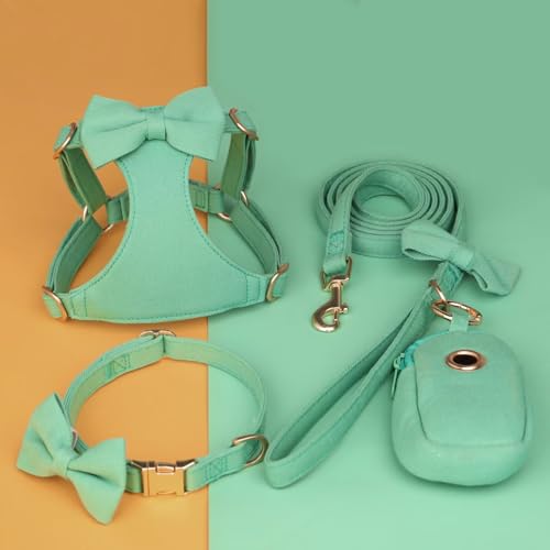 Beirui Adorable Small Dog Harness Collar and Leash Set,Cute Puppy Harness Set with 3 Bows for Small Dogs,Shih Tzu,Dachshund,Adjustable Step-in Vest for Daily Walking,Parties&Holiday Outfits(Teal,S) - Image 6