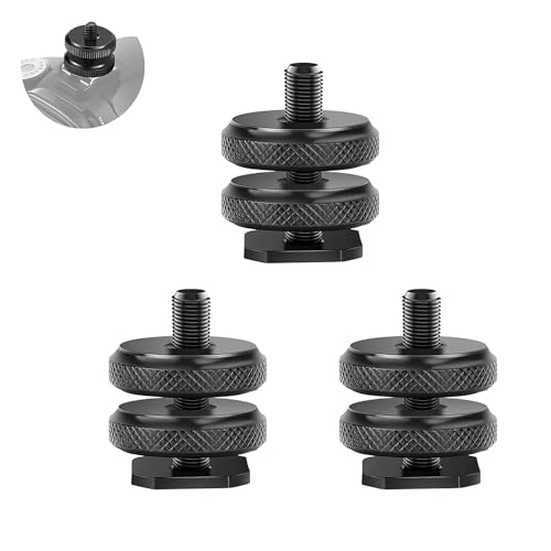 DHWEKU 3 Pièces Adaptateur Griffe Camera, Daptateur Hot Shoe, Vis d'adaptation, Filetage 1/4', Vis de trépied 1/4', pour Microphone, Flashs,Moniteur, Appareils Photo, Caméscopes