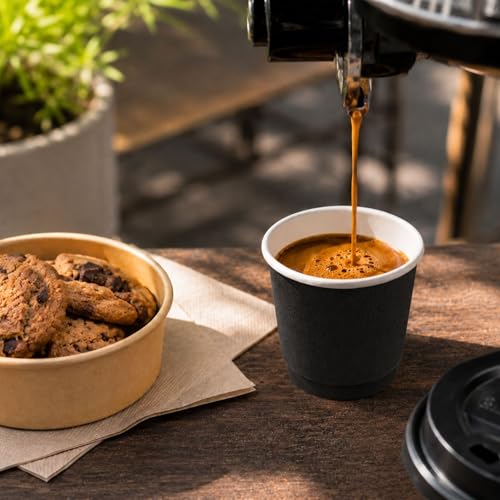 Image of Restaurantware 4 Ounce Disposable Cups, Pack of 500 Double Wall Hot Cups - Lids Sold Separately, Featuring a Black Paper Insulated Design, Ideal for Serving Coffee, Hot Chocolate, Tea, and More