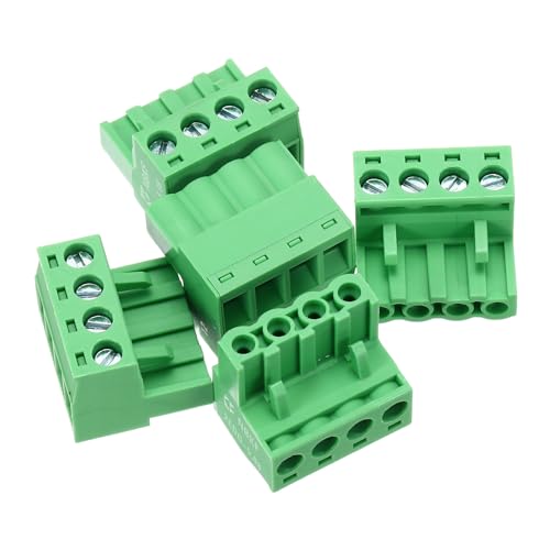 sourcing map 5PCS 4-Pin PCB Mount Screw Terminal Block Connectors 5.08mm/0.2inch Pitch Circuit Board Connectors for Home Appliances, Industrial Projects