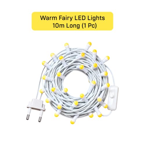 Image of Party Propz Rice LED String Lights for Decoration -10meter, Warm Yellow LEDs, Diwali Lights for Home, Decorative Waterproof Fairy Light, Pooja Room, Diwali Decoration for Home -Plugin Powered
