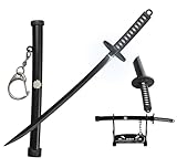 SHARP CASTLE Mini Japanese Katana, 5.7-Inch Ultra Sharp Stainless Steel Knife with Scabbard, Anime Katana Keychain, Utility Cutter, Handmade for Craft Use-GT01H.WT