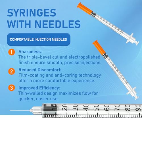 insulin syringe with needle 1cc 30g 51634 8mm - pack of 100 pcs
