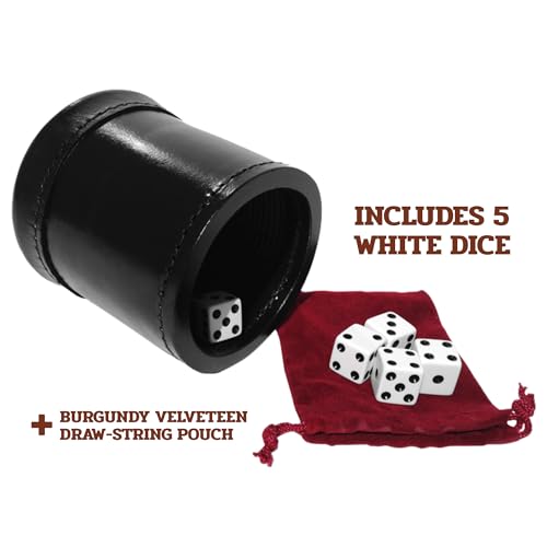 Golden Gate Dice Cup Set con 5 dados y copa de cuero miniatura 3