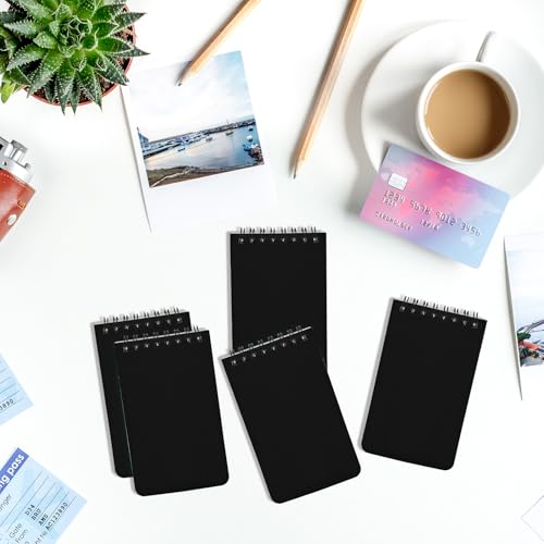 Image of 12 Pack mini Spiral Steno Pads,3x5 Inch Small Pocket Notebooks,75 Sheets /150 Pages College Ruled Lined Note Pads For Kids Adults Outdoor,Home,School,Office (Black)
