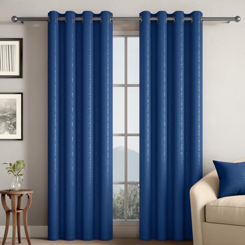 Image of Wakefit Jacquard Room Darkening Curtain | Light Blocking Upto 70% | (7 x 3.9 ft) | Door Curtain | Set of 2 | Reduces Noise | Machine Washable | Smash |Leaf Blue