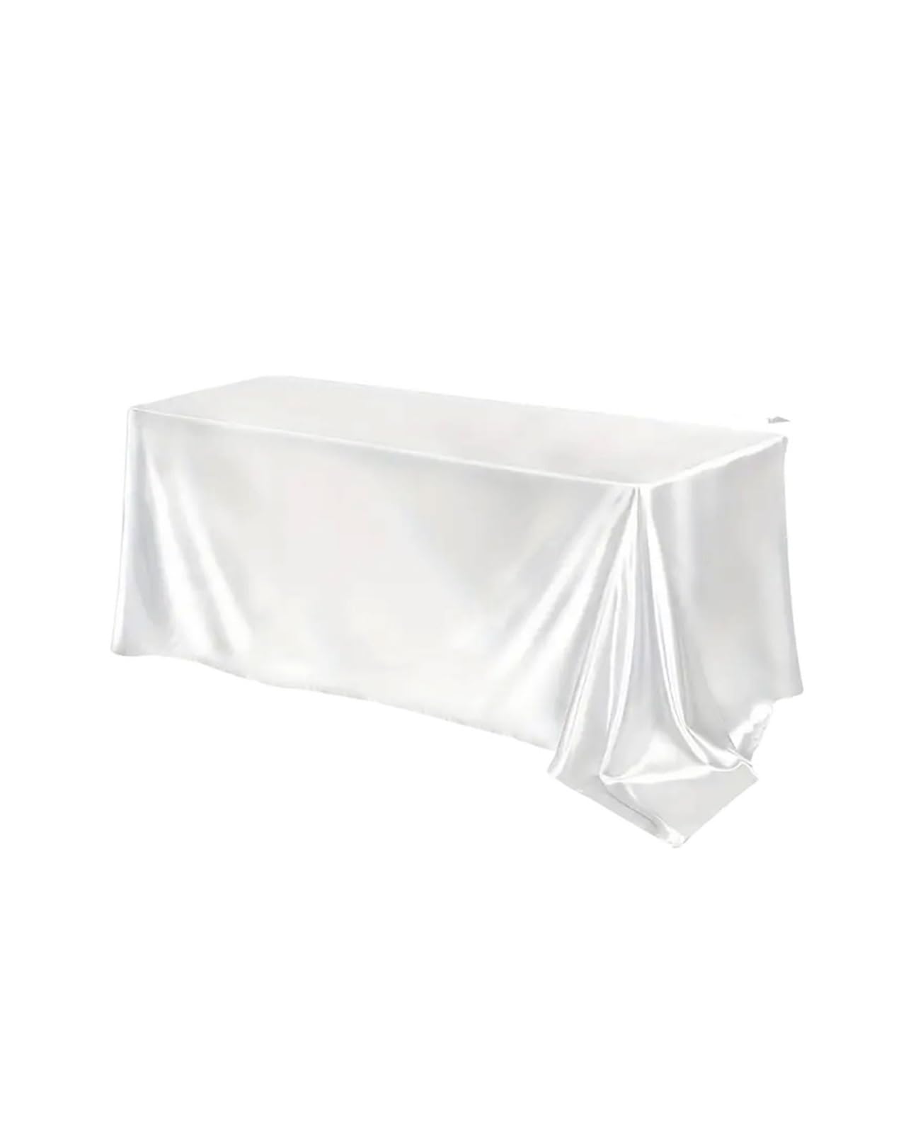 Prostokątny stół wielokrotnego użytku satynowy obrus 2 sztuki wielokolorowy 145 x 259 cm przyjęcie weselne jadalnia (biały)