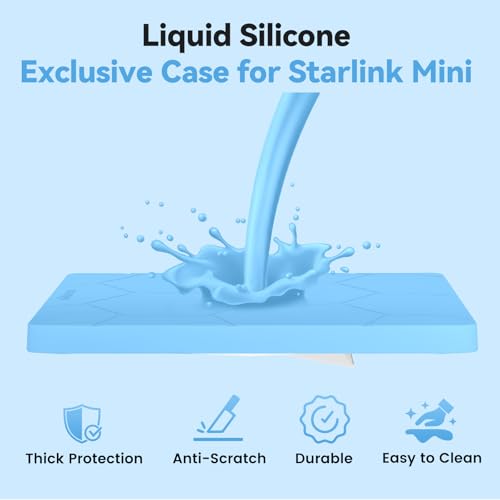 Image of Starlink Mini Protective Cover Case, Hailproof Liquid Silicone Protective Case for Starlink Mini Dish, Starlink Minis Accessories Waterproof Shockproof Portable for Outdoor Camping, Sky Blue