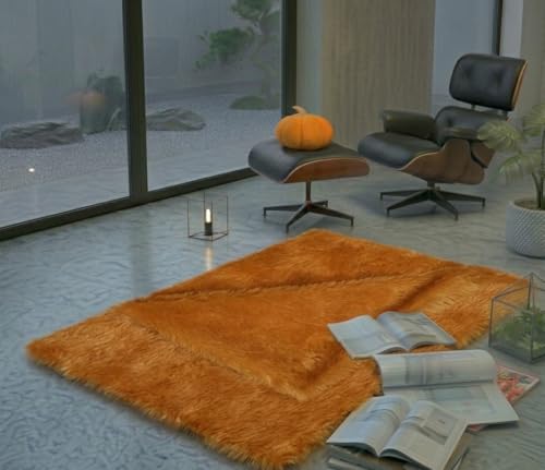 Image of Prokart Soft Faux Fur Fabric Cloth - 60 Inch Wide Pana | Fur Fabric Decorative Cloth for Crafting Soft Toys, Fancy Dress, Baby Photoshoot, Wedding Mandap & Party Decor (Mustard, 2 Mtr)