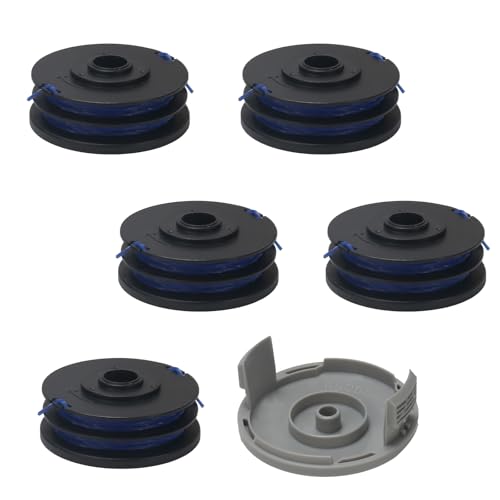 COEWUR 5 bobinas de bobina 5132002670 RAC123 con 1 cubierta de repuesto para RYOBI RLT4027 RLT4125 RLT5027 RLT6030 RLT5127 RLT6130 5132002670 carrete de recortadora de cuerdas