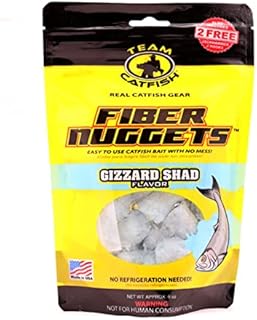 Team Catfish Fiber Nuggets (Gizzard Shad Flavor) Includes 6-ounce resealable bait bag and 2 Jackhammer Hooks