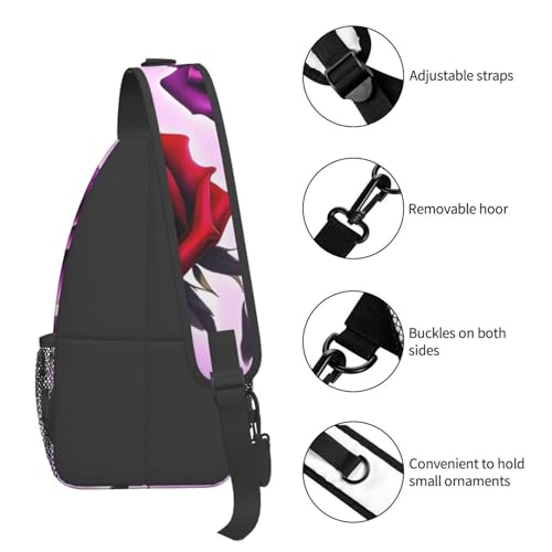 Bolso cruzado con rosas rojas y púrpuras para hombre y mujer miniatura 5