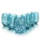 Yanglonghui Set of 6 Acrylic Drinkware - 20 Ounce Plastic Wine Glasses, Shatterproof and Stackable, BPA Free, Dishwasher Safe, Reusable Cups for Parties and Poolside Use with (Cyan, 20 Ounce)