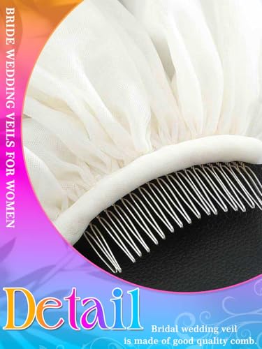 HEREAD Bride Wedding Veil 118" Long Cathedral Length Bridal Tulle Hair Accessoies with Comb and Cute Edge