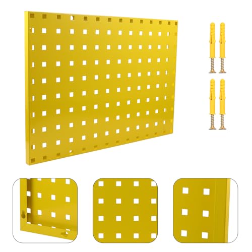 Panel para colgar herramientas metálico amarillo tablero perforado multifuncional 6