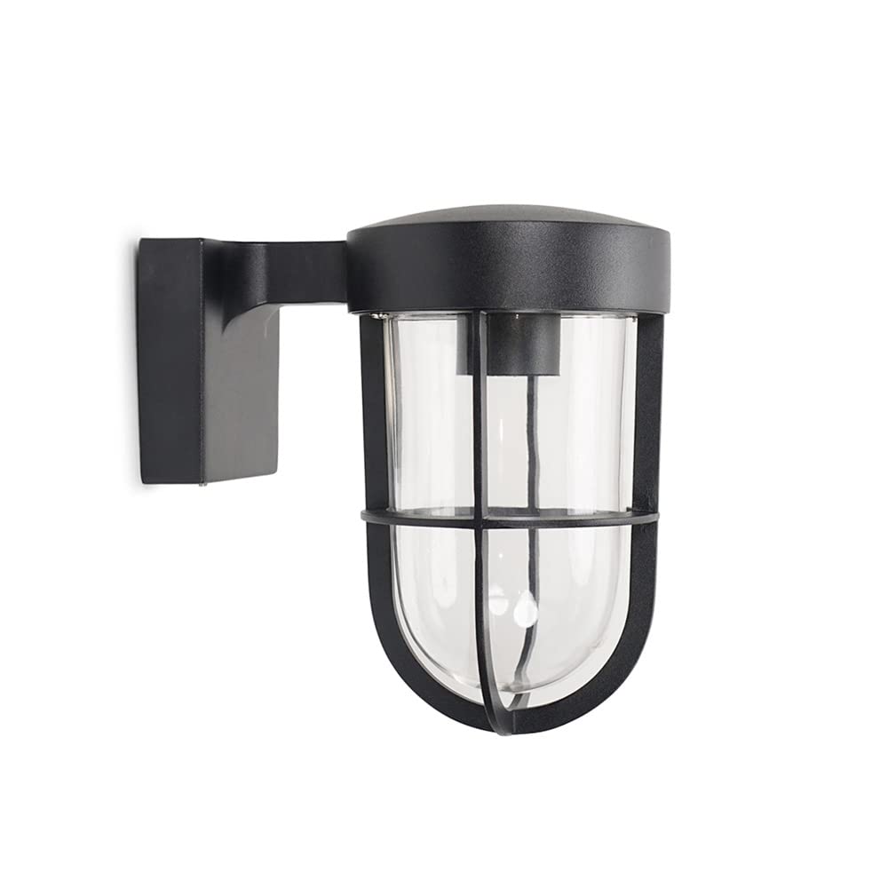 ValueLights Fanar Lantern IP44 Rated Bathroom Outdoor Wall Light with LED Bulb in Black