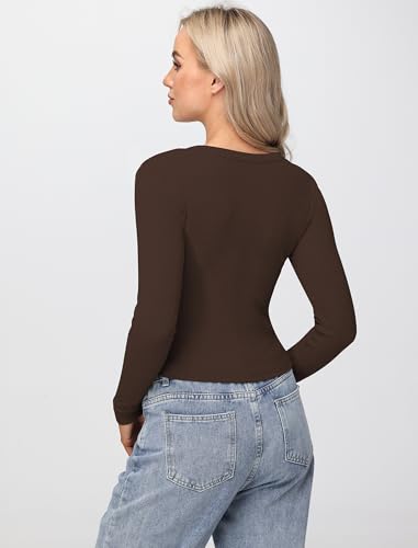 Womens Long Sleeve Tops Fall Lightweight Cardigan Cropped Going Out Shirts Ribbed Button Down Cute Trendy 2025