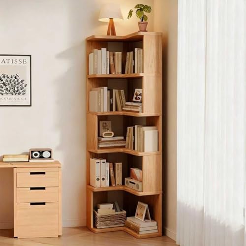 Catálogo para Comprar On-line Estantes esquineros los más recomendados. 48 KINTOP Estante Angular para Esquinas, Librero Esquinero de Madera Maciza - Mueble Multinivel para Libros y Adornos, Ideal para Sala, Estudio o Dormitorio