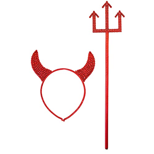 Devil Horns & Pitchfork Accessory for Halloween Fancy Dress
