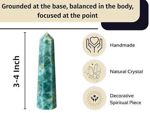 Image of Aquamarine Crystal Towers ~ Natural Healing Crystal Point Obelisk for Reiki Healing and Crystal Grid (3 inch to 4 inch INCH)