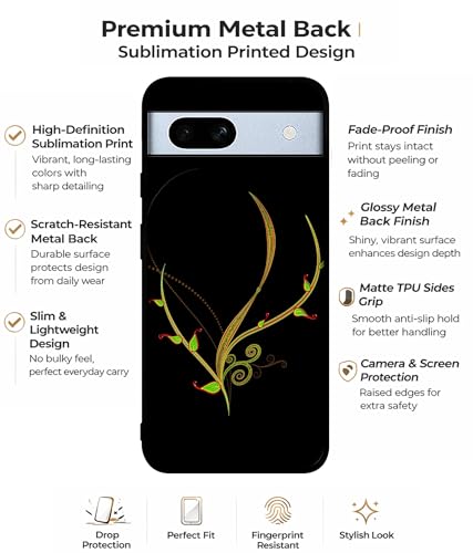 Image of Yellow Pattern Design Premium 2D Printed Metal Back Case Cover for Google Pixel 7A 5G