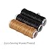 12 pcs Leather Craft Tool，Includes 5 root Leather Hand Sewing Needle，2 Curved Needle，3 Roll Leather Waxed Thread Cord（Black、Beige、Dark brown），1 Drilling awl and 1 Thimble，meet your leather repair need
