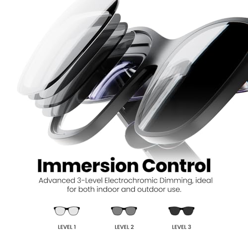 XREAL-Air-2-Pro-AR-Glasses-and-Beam-Bundle-The-Ultimate-Wearable-Display-with-3-Level-Immersion-Control-Up-to-330-IMAX-Screen-Portable-TV-Box-Spatial-Display-Steam-DeckConsolesiOSAndroidPC
