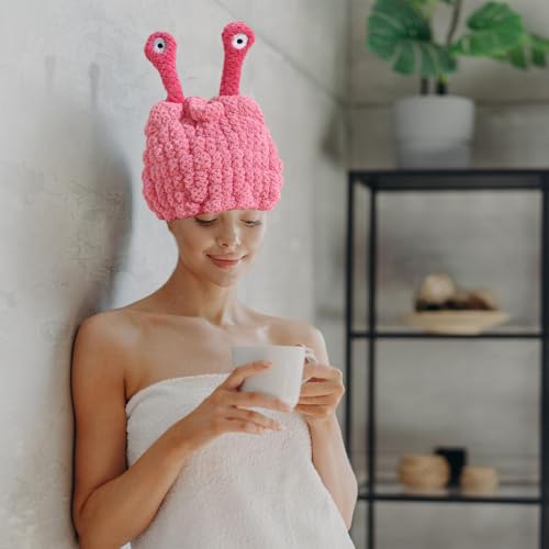 CutitiUU 2 PCS Absorbent drying cap,Long Eye Shape Dryer Cap Purple+Rose,Girls Hair Drying Towels Super Absorbent Wet Hair Drying Cap,Bath Caps,Quick Drying Bath Cap,Cute Coral Velvet Bath Caps - Image 6