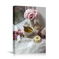 Canvas Wall Art Tea Coffee Drinks Farmhouse/Country Kitchen Multicolor Photography Relax/Calm - 12x18 inches