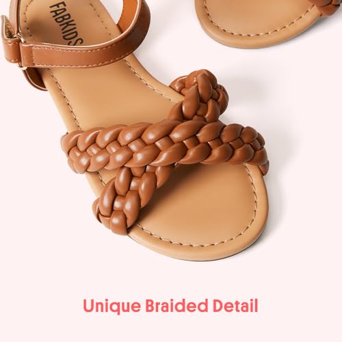 Image of FabKids Girls Braided Open Toe Ankle Strap Flat Lightly Padded Sandals Summer Holiday Party Dress Shoes for Toddler Little Kid Big Kid