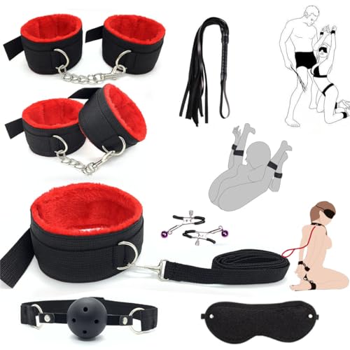 Image of BDSM kit Sex Toys Bondage Restraints Set, Anal Butt Plug Games Card Toys and Sex Straps Neck to Wrist Thigh Sex Sling & Ankle Kits with Adjustable, Sex Things for Couples Kinky and Couple Sex Toys