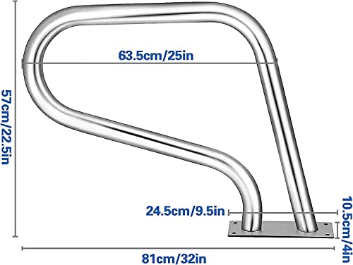 Barandal Curvo para Piscina con Base Rápida, Acero Inoxidable miniatura 7