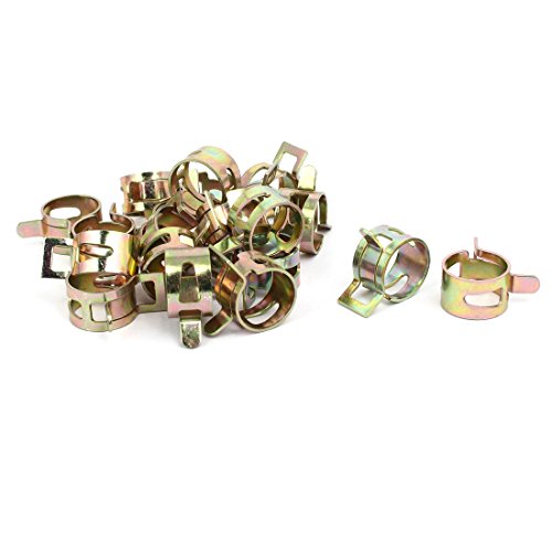 Aexit 17mm Inner Clamps Dia Yellow Zinc Plated Water Pipe Fuel Line Hose Clamps Strap Clamps Clips 20pcs