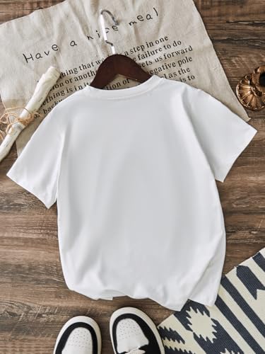 Image of RoseSeek Girl's Graphic Drop Shoulder Star Print Tee Tops Short Sleeve Crew Neck Summer Shirts