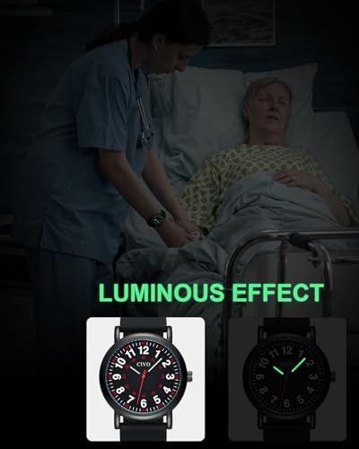 Image of CIVO Nurse Watches for Women Men: Analog Waterproof Watch with Second Hand Easy-Read Dial - Gifts for Nurses Doctors Medical Student