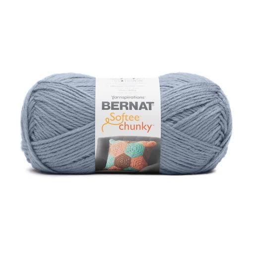Image of Bernat Softee Chunky Gray Blue Yarn - 1 Pack of 400g /14oz - Acrylic - 6 Super Bulky - Knitting /Crochet
