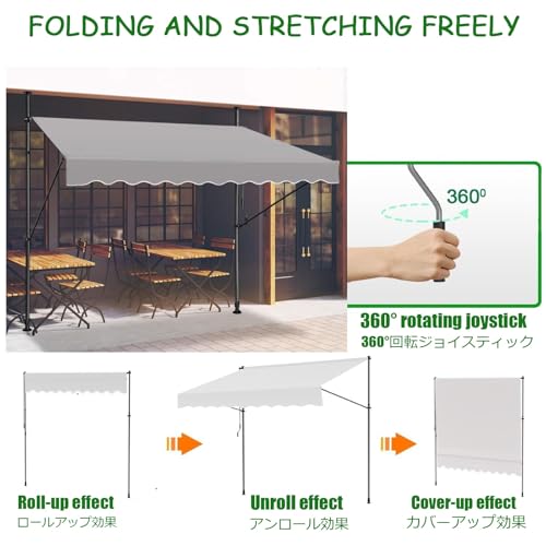 Toldo retráctil para patio con manivela manual de poliéster impermeable 6