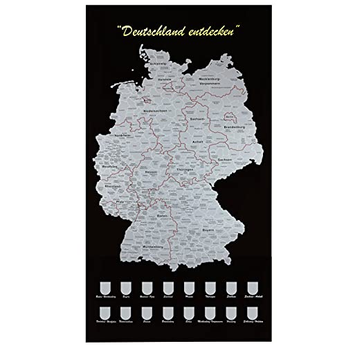 SAFE 39053 Scratch Rubbelkarte Deutschland, Scratchkarte. Einfach freirubbeln, wo Man Schon gewesen ist, auch sehr schön als Wanderkarte