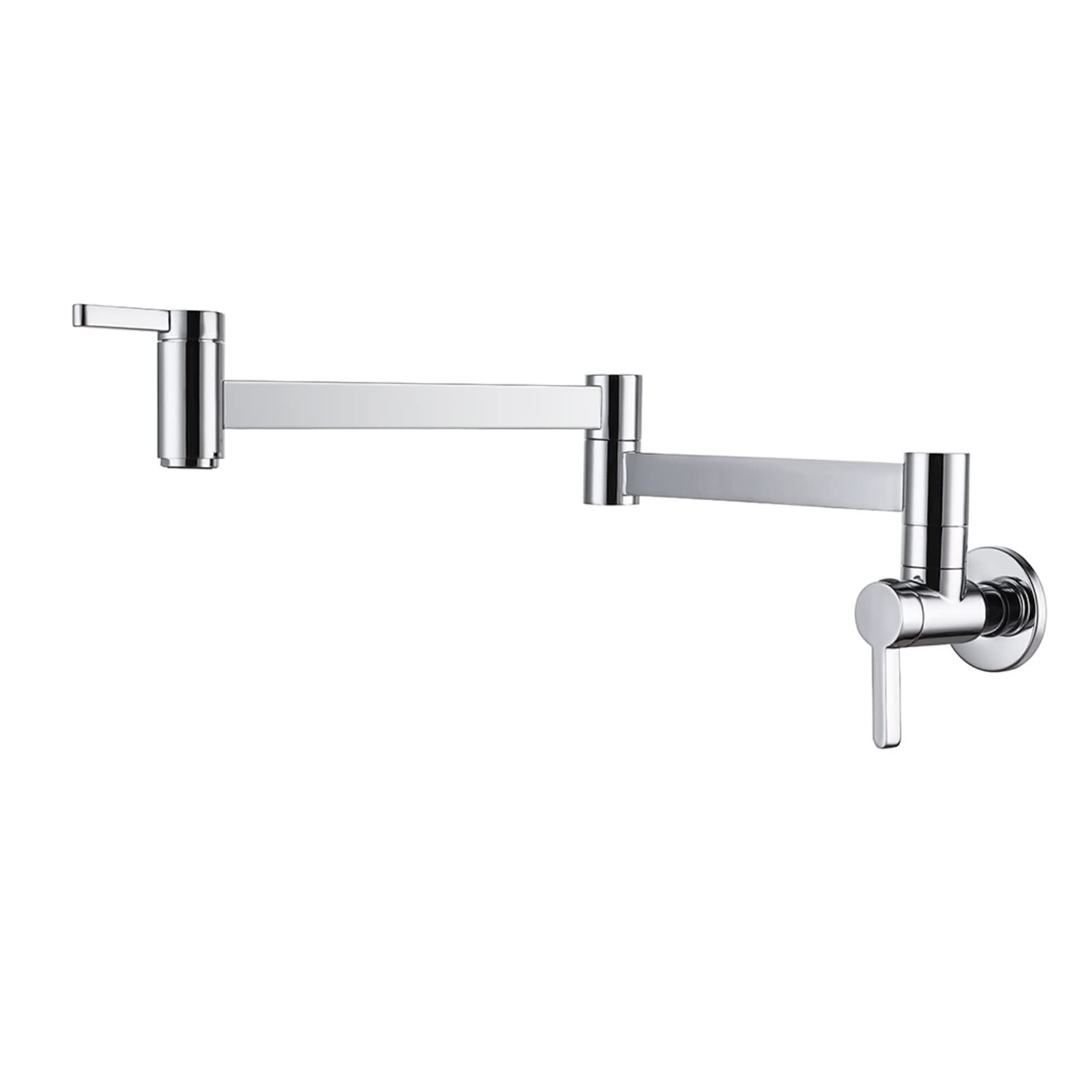 LNHHG Brushed Nickel Rotated Kitchen Basin Sink Mixer Tap Faucet Solid Brass Basin Sink Black Swivel Wall Mounted Pot Filler Faucet.(Chrome)