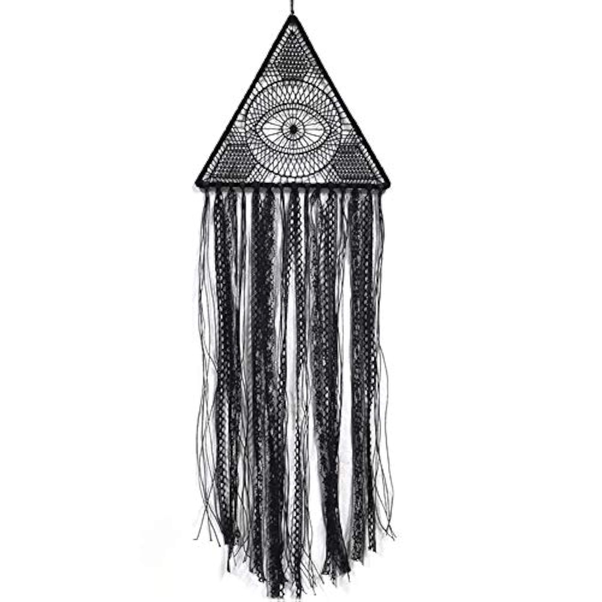 Black Boho Dream Catcher with Evil Eye Design