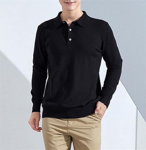 DAIMIDY Men's Knit Polo Shirt Lightweight Casual Long Sleeve Collared Pullover Sweaters3